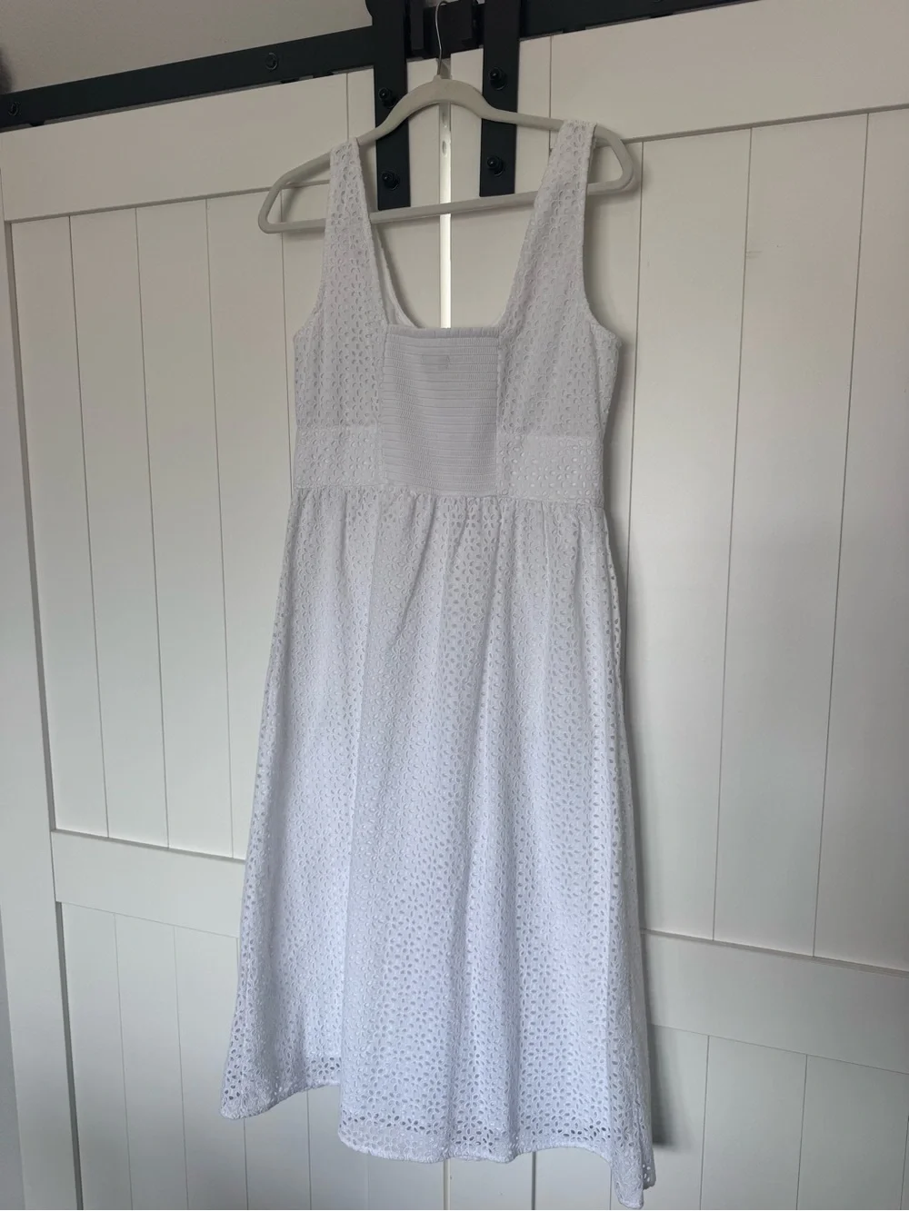 J. Crew White Eyelet Button Midi Dress